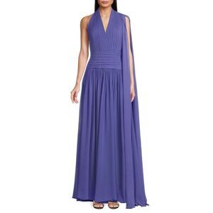 Elie Saab Pleated Silk Gown in Iris Blue Size 34 (US2) $4800